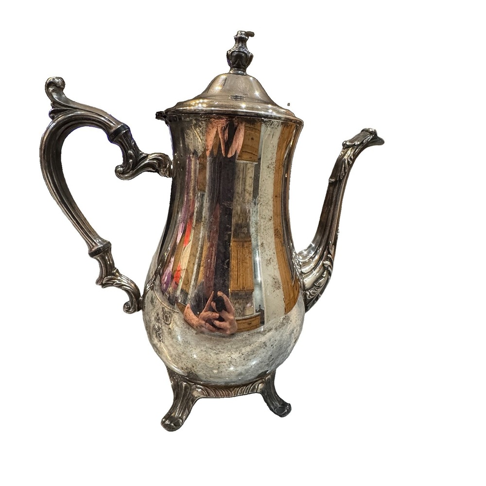 VTG W. M. Rogers 800 Silver Plated Kettle Coffee Tea Pot Victorian Style